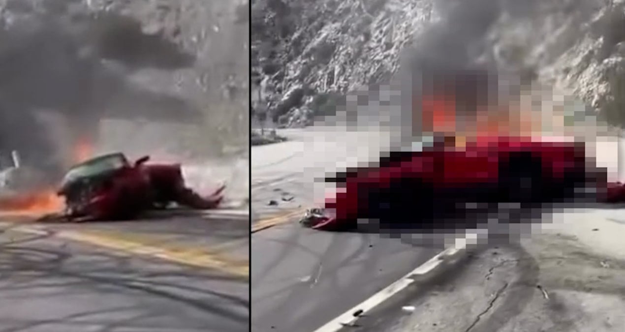 Gençlerin hayalini yaşayan ünlü yapımcı, paramparça olan Ferrari’de can verdi