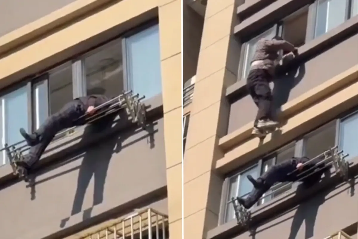 Çin’de Mucizevi Kurtuluş: 15. Kattan Düşen Yaşlı Adam Çamaşır Askısına Takıldı